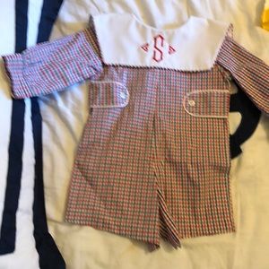 Little Boy  “S” monogram romper